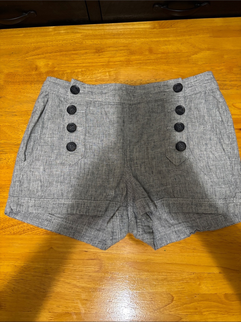Express Gray Sailor-Style Button Front Shorts
